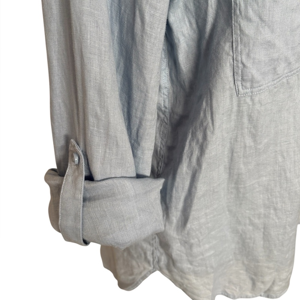 SOLD M Babaton Aritzia Linen Blue Relaxed Utility Button-up Shirt Womens Small - Picture 7 of 11